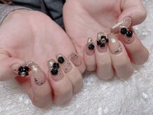 レアネイル 新宿(le'a nail)/黒薔薇ネイル