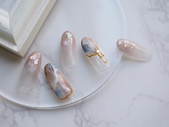 ネイル スパ ココプラス(Nail spa Cocoplus)/メタリックな囲みの天然石ネイル
