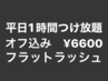 ＼平日のご来店限定／フラットラッシュ1時間　オフ無料付け放題　¥6600