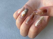ジョアアンジェ 上本町店(joieange)/秋ネイル　べっこう　ニュアンス