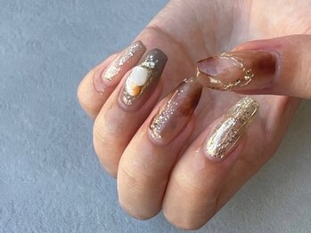 ジョアアンジェ 上本町店(joieange)/秋ネイル べっこう ニュアンス