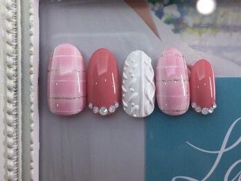 ラテネイル(Latte Nail)/ピンクニットネイル