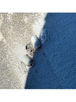 くすみ系 立体 クリアネイル