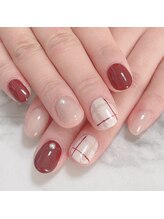 カノンネイル(canon.nail)/ブラウンチェック柄