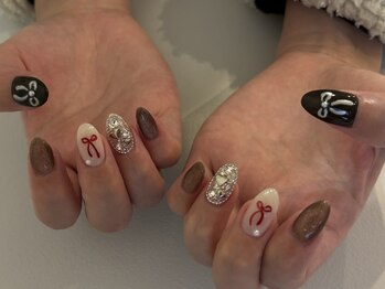 ランド ネイル 博多(LAND)/キラキラ×リボンネイル*°。