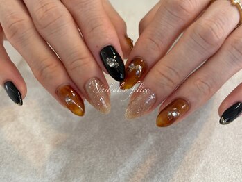 フェリーチェ 中目黒店(felice)/べっ甲ネイル/ブラウン/秋ネイル