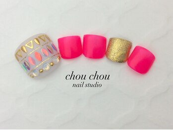 ネイルアンドアイラッシュスタジオ シュシュ(chouchou)/フットネイル★リーフ可愛い