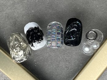 つめノさき/黒×シルバーネイル