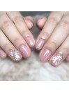 ワンポイントお花ネイル