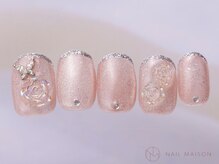 ネイルメゾン 渋谷店(NAIL MAISON)/バラ蝶々ラメフレンチマグ￥7500