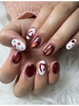 フラワーズネイル(flowers nail)/ぷるぷるハートネイル