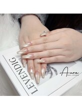 オーラネイル(Aura Nail)/上品ミラーベージュネイル