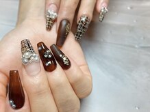 ジョアアンジェ 心斎橋店(joie ange)/ツイード　ブラウン　秋ネイル