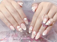 エンジェルネイルサロン(Angel nail salon)/バレー風XフレンチXリボンXバラ
