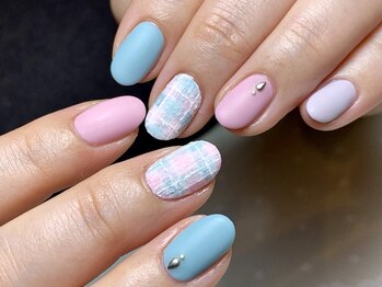 ネイルサロン プール ヴー(Nail Salon Pour Vous)/【定額】パステルチェックネイル
