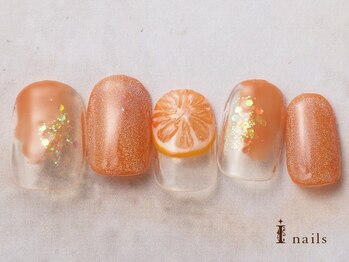 アイネイルズ 横浜EAST店(I-nails)/キラキラぷっくりオレンジネイル