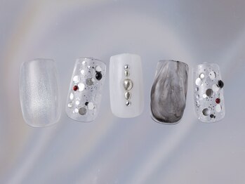 ジェミーネイル シンジュク(Jemiy nail shinjuku)/個性派ランダムモノクロ¥7480