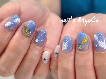 ネイルズミューコ(nail's MyuCo)/夏空とフェザーネイル