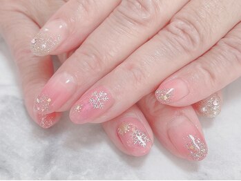 ピンクで雪の結晶