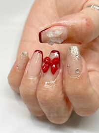 赤リボンネイル