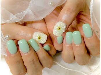 エレノア/2本アートぷっくりフラワー