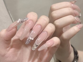 nail salon muu吹田店 フィルイン/ワンカラー/定額/韓国ネイル/長さだし/持ち込みの写真/【大人気!長さ出しメニュー☆】SNSでトレンドの韓国/ワンホン/リボンネイルも◎パーツ・カラーも種類豊富!