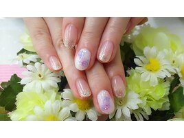 ラメグラデーション＋水玉アート