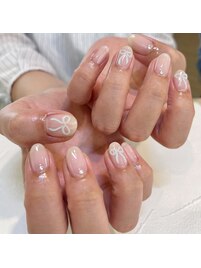 シンプルリボンネイル