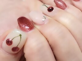 マグネットさくらんぼネイル
