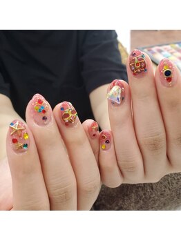 ネイルサロン ティプレシャス(T Precious)/カラフルキラキラネイル☆