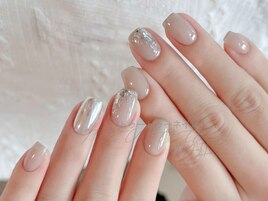 ベージュネイルxミラー