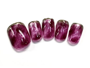 ネイルアンドまつげ リュフェール 五反田(Nail Lufaire)/ボルドーもやもやミラーフット