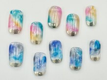 ネイルサロンクイール 宇都宮店(NAIL SALON QUILL)/クリア系タイダイ×ミラーネイル