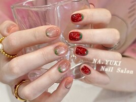 マグネット初夏ショートネイル