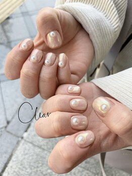 クリア(Clear)/オーロラネイル×パール
