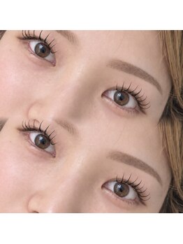 プシュケ(PSYKHE)の写真/下がりまつ毛でもマツエクが下がらない！【話題のパリエク・アンドヘルシー】で自然な仕上がり◎♪