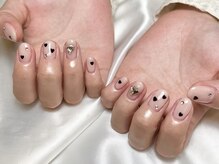 ヒールネイル(heal nail)/白っぽbeige×heart×stone～