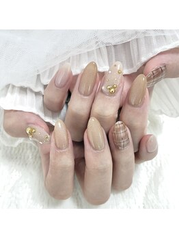 ミニョン(Minyon)/秋ネイル♪ブラウンチェック