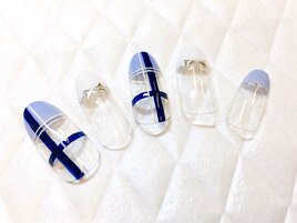 チェック柄×ブルーネイビー