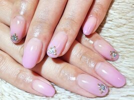 【ハンド】ピンク×ビジュー