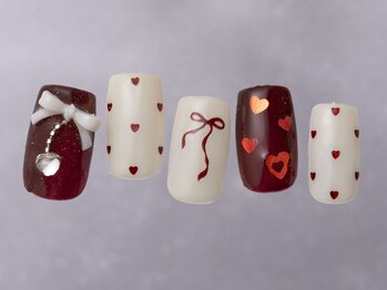 ジェミーネイル シンジュク(Jemiy nail shinjuku)/ハートドットリボン¥8480