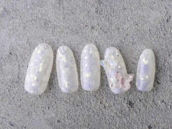 サンミーゴネイル 神戸店(Sunmego Nail)/シアーホワイト蝶々ネイル