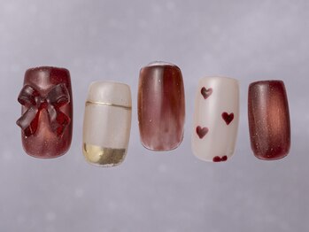 ジェミーネイル シンジュク(Jemiy nail shinjuku)/ボルドーリボンニュアンス¥9480