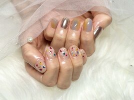 押し花とニュアンスネイル
