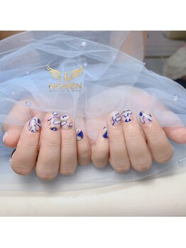 ヘブン ネイル 鶯谷(HEAVEN Nail)/ブルーマーブルネイル