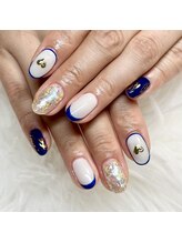 マイオティック ネイル(miotic nail)/ネイビーゴールドデザイン