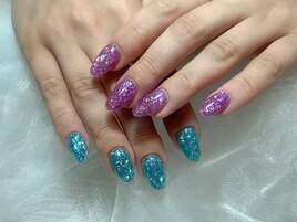 ラメ　ツートーン