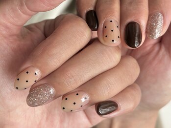 レトネイル レトネイル 大阪梅田(reto nail)/ドット/秋/ブラウン/フラッシュ
