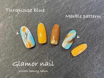 グラマーネイル(Glamor nail)/ターコイズ×マーブル