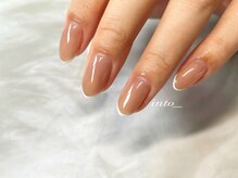 ネイルサロン イントゥ(into_)/細フレンチ　ホワイトグレージュ